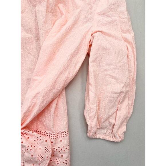 Jones New York Embroidered 3/4Sleeve Tie Front Blouse Size M in Rose Sand - Picture 8 of 13